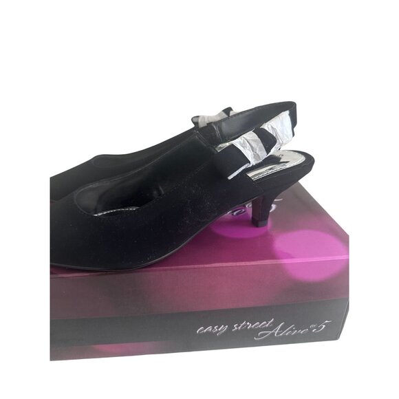 EASY STREET Black Lamy Fabric Slingback Bow Kitten Heels Size 8 NEW NIB - Picture 7 of 9
